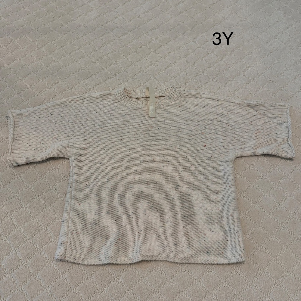 Kids Cream Sprinkle Knit Sweater Top - Cream